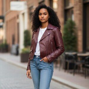 BlankNYC Faux Leather Crop Moto Jacket In Head Over Heels Size XS NWOT $98 MSRP